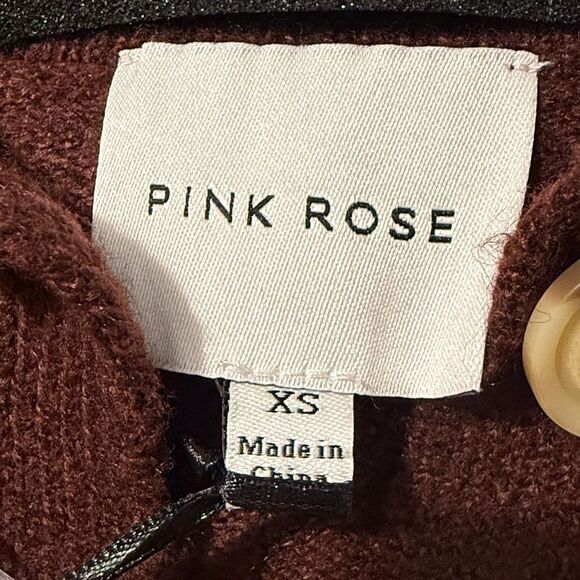 Pink Rose Decadent Chocolate Shirt Style Button Up Cardigan Sweater NEW - Picture 13 of 16